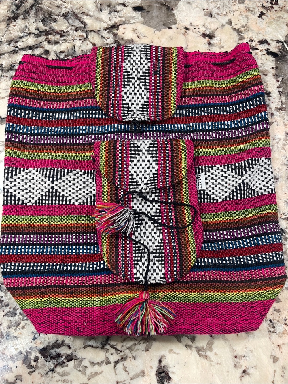 Boho Multicolor Woven Tote Bag - Pink Striped Shoulder Bag